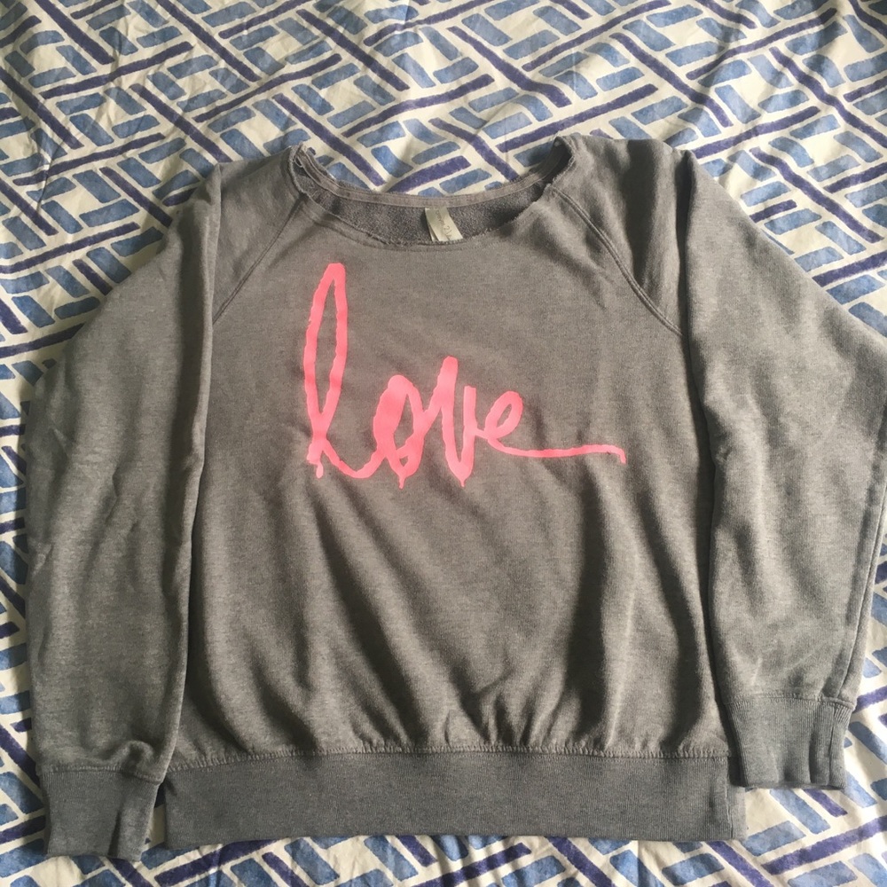 Gray Love Off Shoulder Sweater